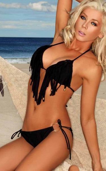 F4166-2 Fringe Sexy Tassel Bikini Black